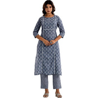 Fabnex Cotton Blend Regular Women Kurta Set (K-69-Blue-2Xl_Blue