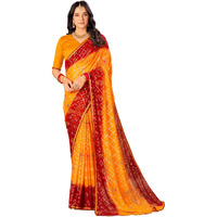 Glory Sarees Women's Georgette Bandhani Foil Print Saree With Blouse Piece (Bandhani107_Mustard)