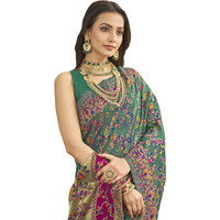 Glory Sarees Women's Kashmiri Cotton Woven Saree With Blouse Piece (Heritage_Silk111_Rama)