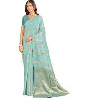 Glory Sarees Women's Sambalpuri Woven Jacquard Cotton Silk Saree With Blouse Piece (Sambalpurisarees102_Lightfirozi)
