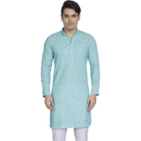 Divisive Men's Sequince Embroidered Cotton Blend Only Slim Fit Kurta (Dkrt749_L_Sea Green)