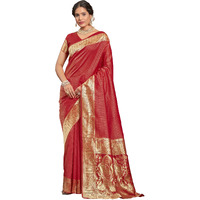 Glory Sarees Women's Banarasi Silk Saree With Blouse Piece (Kalamkari110_Red)