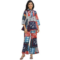 Leriya Fashion Rayon Printed Regular Stylish Ethnic Co Ord Designer Kurta Set For Women (Lf-W2146&Tr1113_Multicolour_Error:#Ref)
