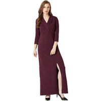 Miss Chase Women's Crepe A-Line Dress(Mcss19D12-48-184-03,Wine Red,Small)