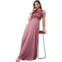 Miss Chase Women's Round Neck Sleeveless Floral Lace Fit & Flare Maxi Dress (Plus (Mcss24D97-10-196-02, Lavender, Xs)