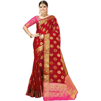 Glory Sarees Women's Banarasi Silk Saree (Maheshwarisilk104_Red