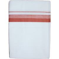 Prakasam Cotton Mens White Single Poly Cotton Dhoti With Fancy Border (1.28X2.00 Mtrs) (Gold Star) (Safron)