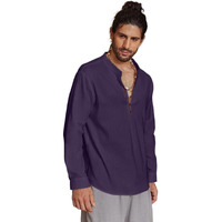 Royalscout Men's Cotton Solid Full Sleeve Short Kurta Shirt Purple