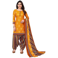 Satrani Women's Printed Poly Cotton Unstitched Dress Material(1175D1277N_Mustard Yellow2)