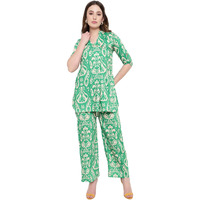 Sugathari Women's Dress Batik Green V-Neck Co-Ods Set For Women (Co-Ods 97 Batik Green Xl)