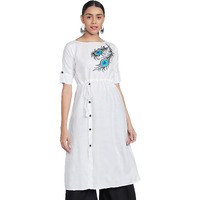 Dhruvi Trendz Womens Slub Rayon Women Casual Kurti Regular Fit Anarkali (Dt-K2469_White_3Xl)