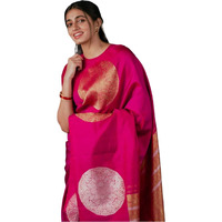 Flosive Hot Pink Kanjivaram Sona Chandi Silk Saree With Blouse