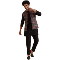 Kisah Cotton Blend Kurta Jacket Trouser Set For Men | Nehru Jacket Waistcoat Kurta Set With Trousers | Mens Ethnic Collections-Ka-0863-5389-T303-40-Multi