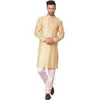 Jompers Men's Golden Mirror Work Kurta With Pyjama (Golden, S)
