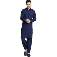 Jompers Men's Navy Solid Pathani Kurta With Salwar (Navy, Xl)