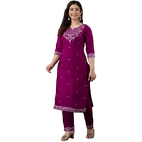 Lookmark Women's Kurta Set In Solid Purple Color And Pure Rayon Fabric With Pant (Az-Lm-Og-Ks2152-L)