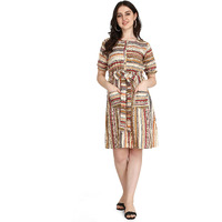 Om Sai Latest Creation Rayon Printed Fully Stitched Straight Kurti For Women & Girls On Jeans Palazzo Or Skirt (Plus Size Upto 2Xl)-(Grey) (Beige, Small)