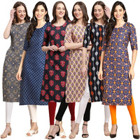 Pinkmint Women's Crepe Solid Regular Kurti (Ks01_Multicolor11