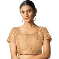 Pujia Mills Women's Heavy Milan Silk Floral Short Sleeve Regular Blouse (Pm Farma 2102 Gold 34