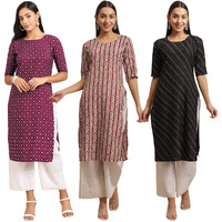 Pinkmint Women's Crepe Digital Print Straight Kurta [Pack Of 3](Ov-355-389-385-Xxl)
