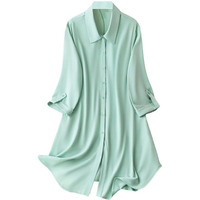 Om Sai Latest Creation Western Dress || Rayon Solid Button Front Shirt Dress For Women || Roll Tab Sleeve & Collared Neck Flared Dress || Office || Summer Short Dresses For Women. (Xx-Large, Pista)