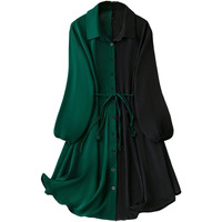 Om Sai Latest Creation Dresses For Women Colorblock One Piece Dress | Beach Wear Shirt Dress | Women's Vacation Outfits | Western Dress | Casual Dress For Women. (Large, Green)