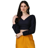 Oomph! Cotton Readymade Blouse For Women, Blue, V-Neck, Rbbl370S