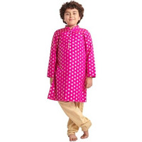 Pspeaches Boys Floral Printed Regular Sequinned Kurta With Pyjamas (7-8Years)