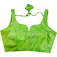 Pujia Mills Women's Heavy Phantom Silk Bollywood Style Sleeveless Trendy Blouse(Veda) (Parrot Green, 32)