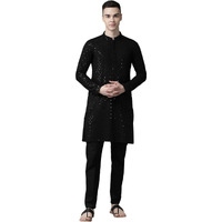 See Designs Black Regular Fit Embellished Kurta_Sdekt1291Xs