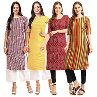 Pinkmint Women's Crepe Digital Print Straight Kurta [Pack Of 4](Kv-347-350-374-356-Xxl)