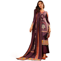 Varanga Women Purple Ethnic Printed Gota Lace Detailed Kurta With Solid Trouser & Printed Dupatta  Elegant Ethnic Set