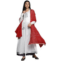 Varanga Bandhani Digital Printed White Kaftan With Vibrant Bandhani Print & V-Neck Design  Elegant, Comfortable, And Stylish (Large)