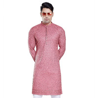 Divisive Men's Sequince Embroidered Cotton Blend Only Slim Fit Kurta (Dkrt111_Xxl_Pink)