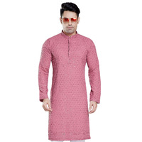 Divisive Men's Sequince Embroidered Cotton Blend Only Slim Fit Kurta (Dkrt103_Xl_Pink)