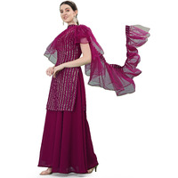 Fashion Basket Gerogette Embroidery & Sequence Purple Salwar Suit For Womens (Fb-Ss-F1436_Purple)