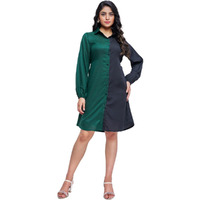 Greciilooks Women Rayon Casual Regular Fit Western Dress (Green, Large)