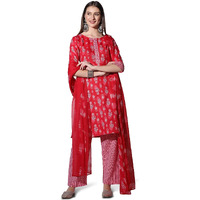 Greciilooks Womens Cotton Casual Regular Fit Kurta Set (Pink, X-Large)