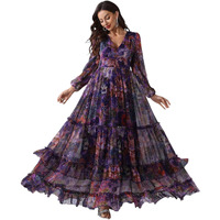 Litzo Women's Georgette A-Line Maxi Dress (L-29-Xl_Blue