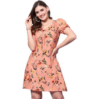 Oomph! Dress For Women Stylish| Summer Vacation Style |Floral Print Puff Sleeve Dress | Lightweight Flared Maxi For Casual & Holiday Wear