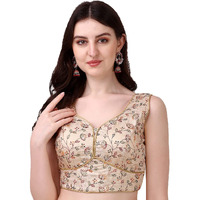 Pujia Mills Womens Sweetheart Neck Sleeveless Saree Blouse(Pihu) (Gold, 34)