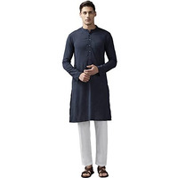 See Designs Men's Blue Cotton Straight Kurta With Slub Effect - Sdkt1016S (S)