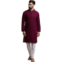 Sojanya (Since 1958 Men's Purecotton Purple Sequence Kurta & White Pyjama