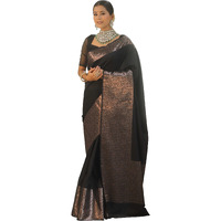 Sugathari Women's Banarasi Saree Pure Kanjivaram Silk Saree Soft New Ladies 2025 Design Wear Pattu Sarees Latest Sadi Party Sari Collections With Blouse Piece (San Pari-221-Black)
