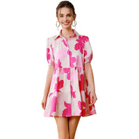 Tadkee Women's Cotton Blend Classic Above The Knee Casual Dress (Fn-One-Piece-129-Pink-L_Pink_L)