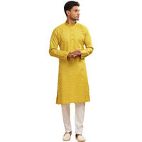 Be Active Men's Cotton Regular Fit Kurta (C-399-2_Green-1