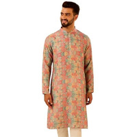 Kisah Men's Multi-Color Printed Cotton Kurta-Regular Fit Long Tunic With Mandarin Collar | Ethnic Wear For Weddings & Festive Occasions, Multicolour, 44