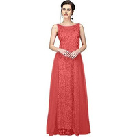 Patlani Women's Net Fit And Flare Knee-Length Dress (All Over-New_Red (Large)
