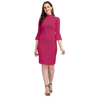 Purvaja Women's Corduroy Bodycon Knee-Length Dress Ruby-104-Pn-Small_Pink