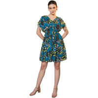 Purvaja Womens Fit & Flare Above Knee Length Dress (Floe-013_Rama_Medium)
